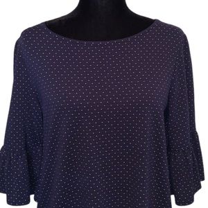 Max Studio Polka Dot Ruffled 3/4 Sleeve
